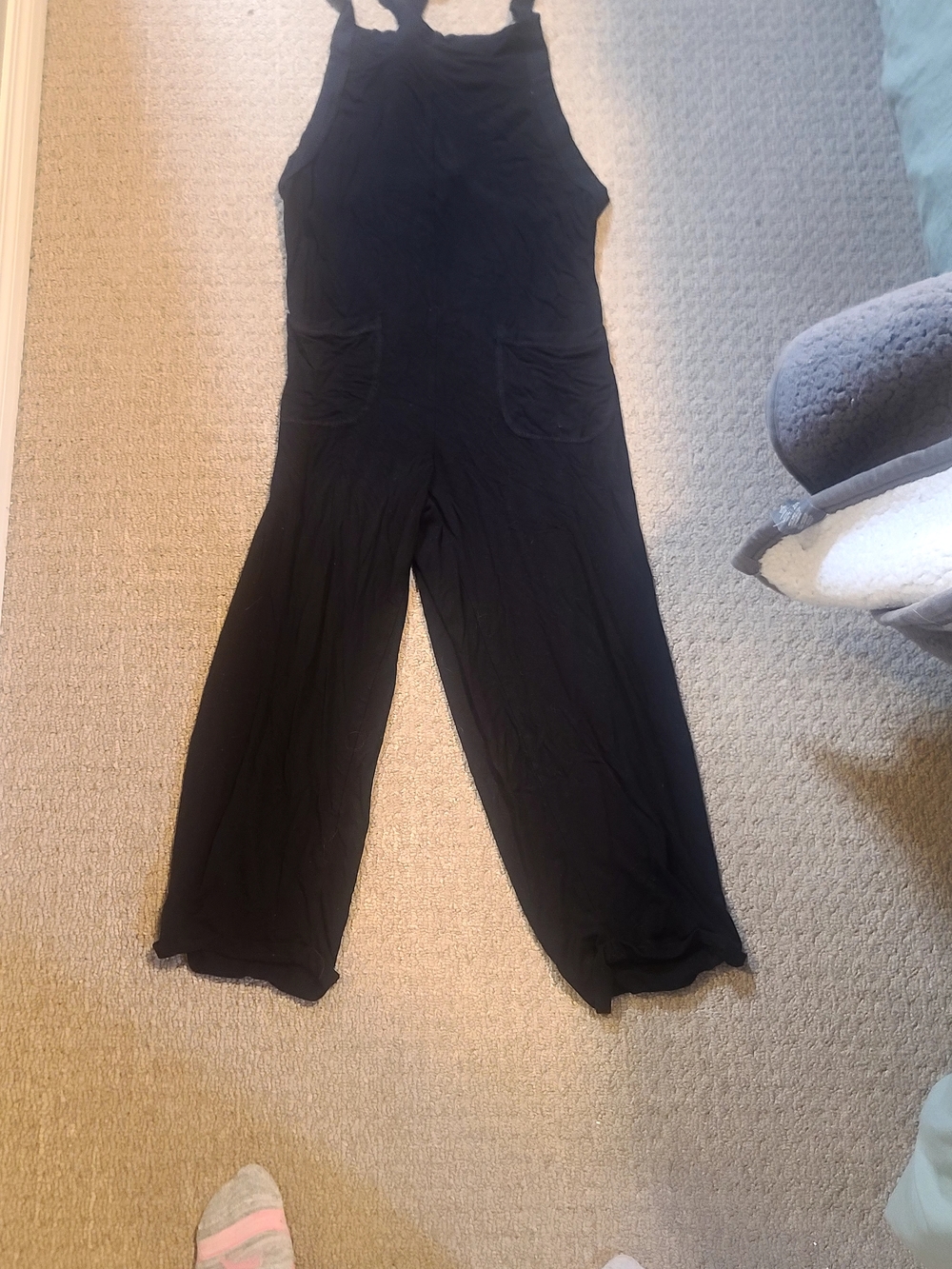 Black Wide-Leg Jumpsuit with Pockets — Women